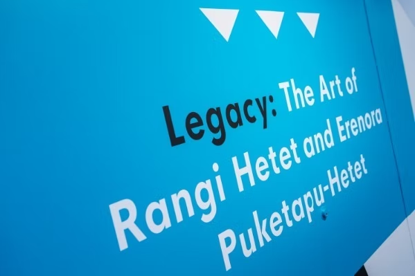 Photo of the exhibition name - Legacy: The Art of Rangi Hetet and Erenora Puketapu-Hetet