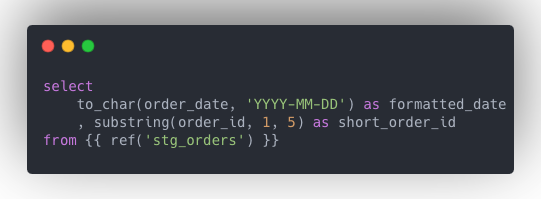 Exemplo de código SQL de modelo dbt escrito para Redshift em contexto de engenharia de analytics