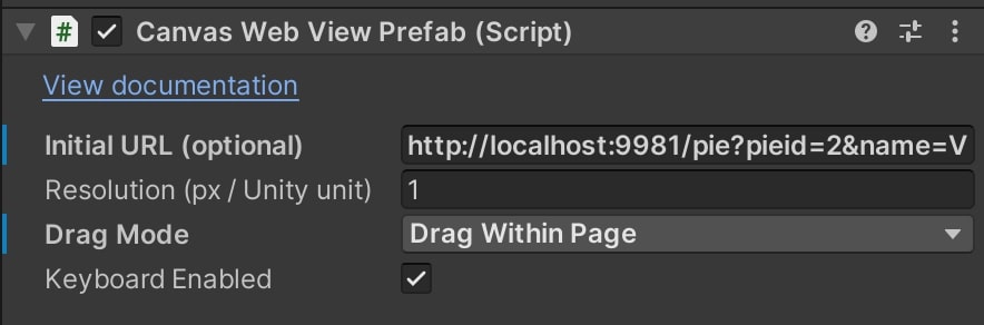 Paste the URL in the Unity template