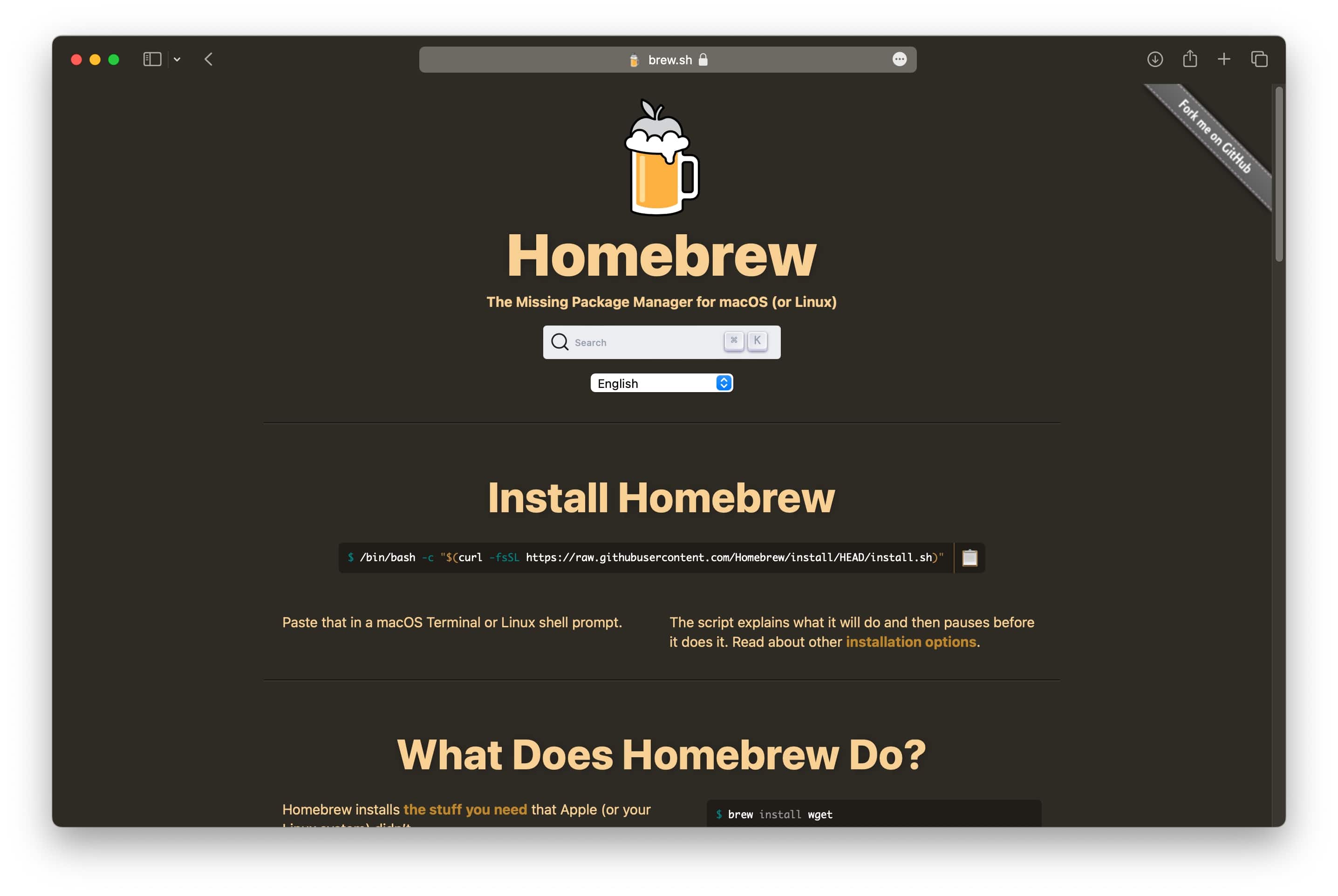 Homebrew's official website