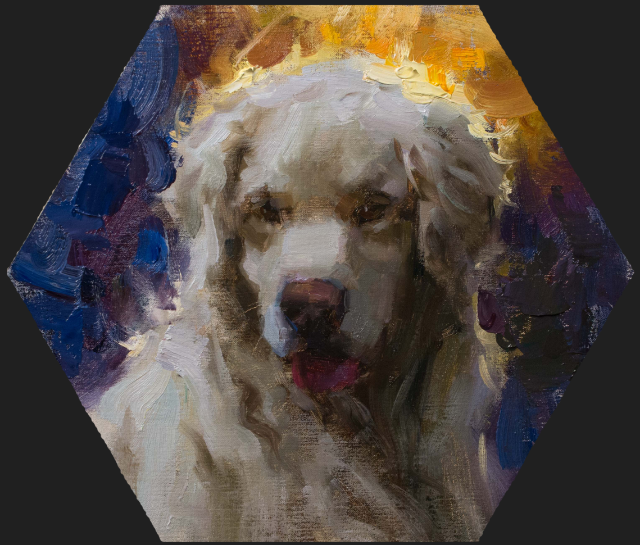 Pet Portrait Back-lit Dog Oil Painting by Jared Brady