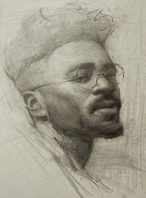 Graphite Portrait Man Drawing Pencil Paper by Kai Lun Qu