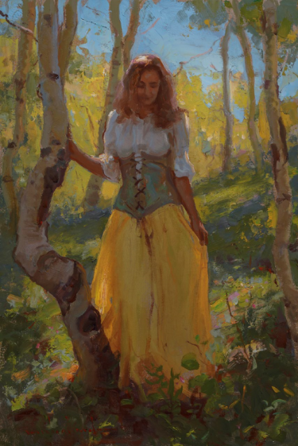 Back-Lit Figure Oil Painting Woman Dynamic Lighting by Michael Malm
