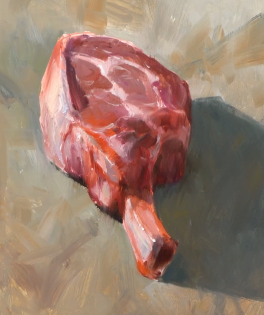 Tomahawk Steak Meat Still Life Oil Painting by Bryan Mark Taylor