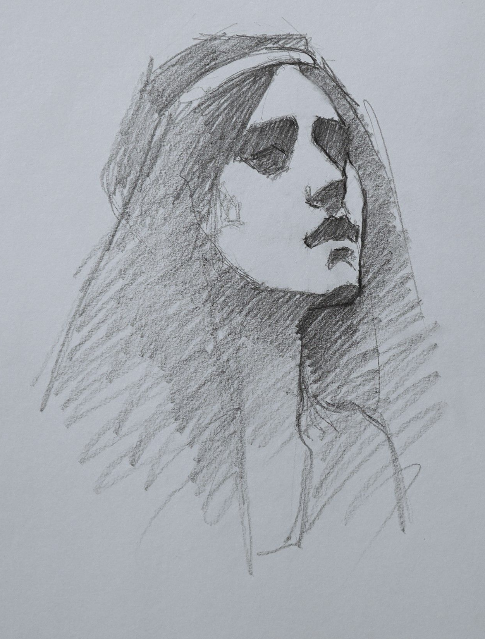 Waterhouse Van Dyke Drawing Charcoal Portrait Painting by Mike Malm