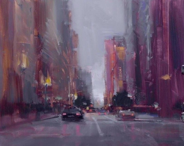 Evening Cityscape Urban Landscape Oil Painting Contemporary by Bryan Mark Taylor