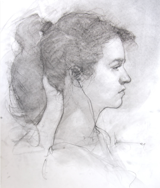 Female Charcoal Portrait Drawing Fundamentals Paper Line by Josh Clare