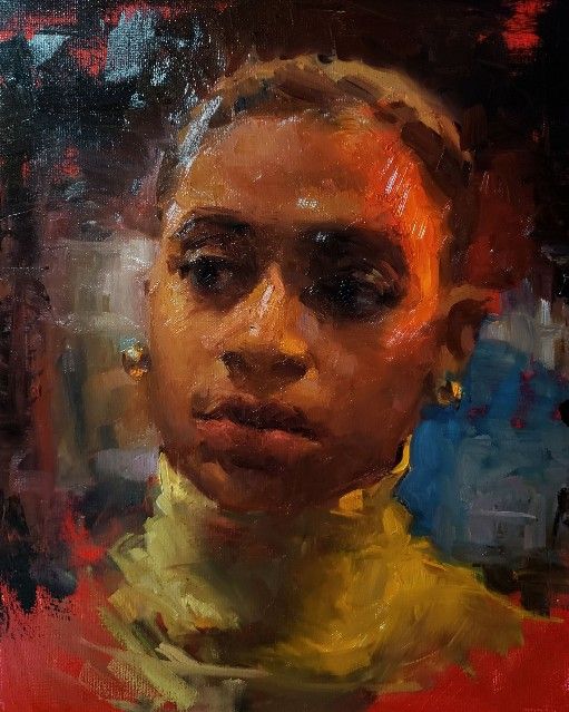 Warm Side-Lit Portrait Oil Painting by Kai Lun Qu