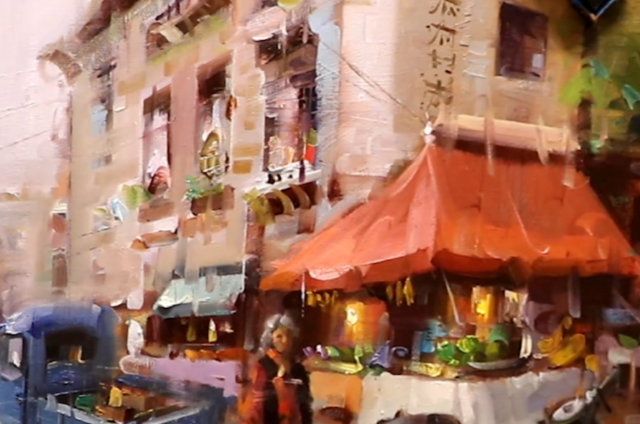 Joining References Landscape Fruit Market Cityscape Oil Painting by Mostafa Keyhani 