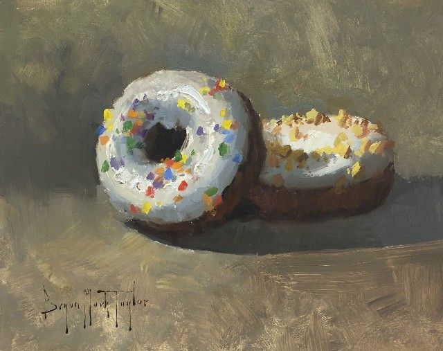 Donuts Sprinkles Still Life Oil Painting by Bryan Mark Taylor