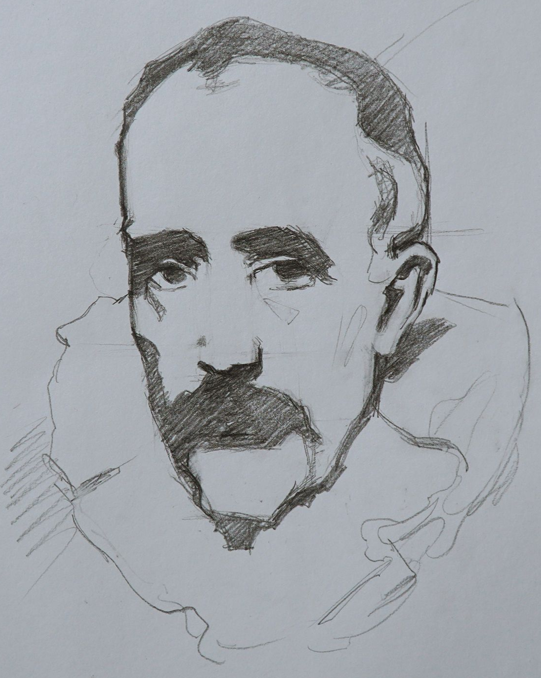 Waterhouse Van Dyke Drawing Charcoal Portrait Painting by Mike Malm