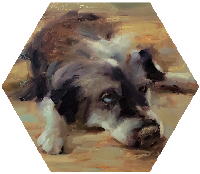 Pet Portrait Dog Puppy Oil Painting by Kai Lun Qu