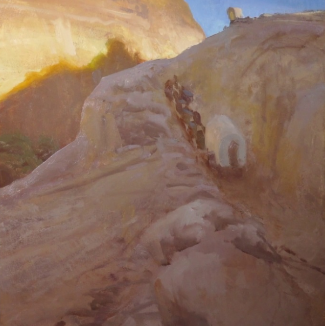 Blocking In Large Scale Landscape Mountain Pioneer Shadow Oil Painting by Josh Clare