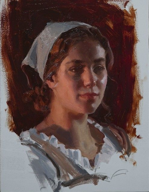 Warm Cool Light Source Woman Portrait Oil Painting by Mike Malm