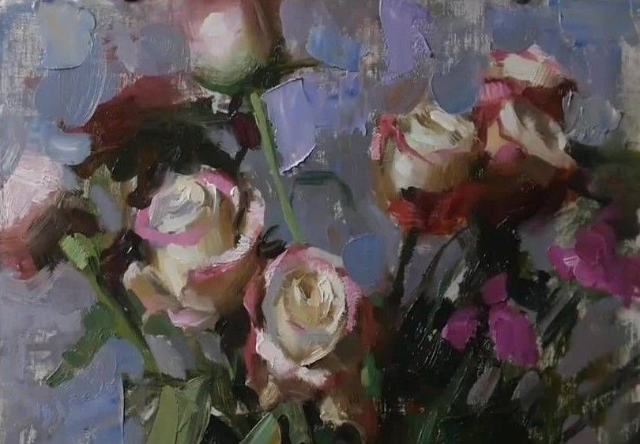 Floral Composition Roses Still Life Oil Painting by Jared Brady