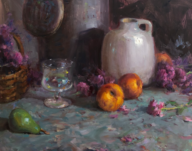 Glass Fruit Ceramic Still Life Oil Painting by Bryan Mark Taylor