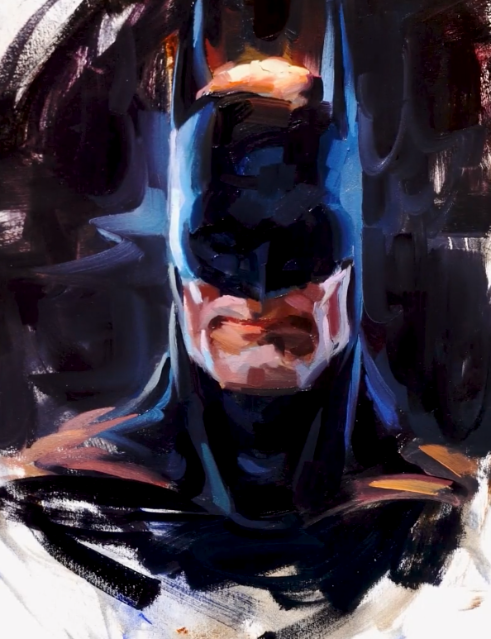 Superhero Comic Batman Portrait Study Color Oil Painting by Kai Lun Qu