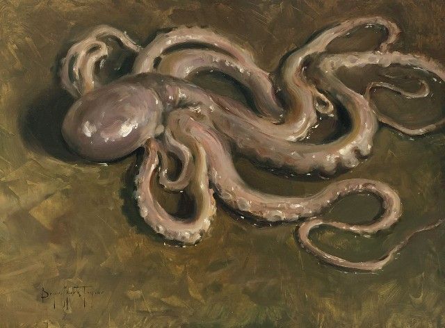 Octopus Sea Creature Still Life Oil Painting by Bryan Mark Taylor