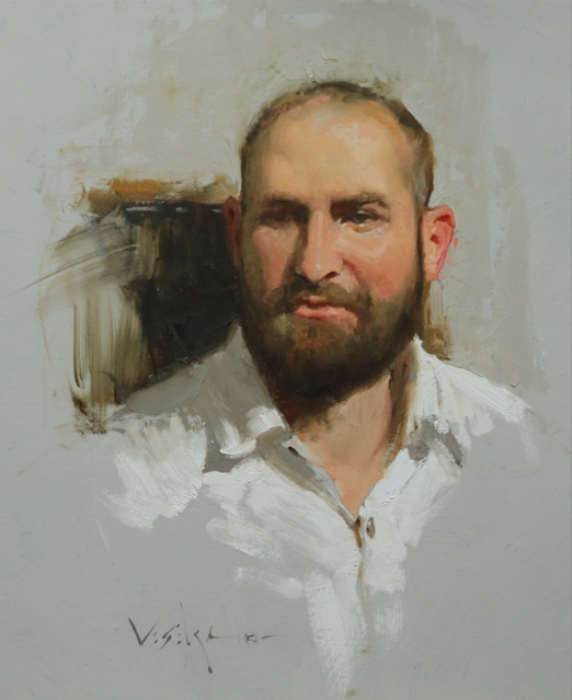 Male Portrait Oil Painting by Albin Veselka
