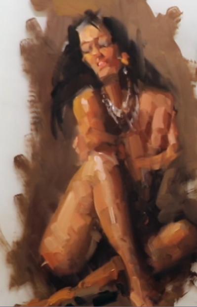 Nude Figure Gesture Skin Tone Oil Painting by Mostafa Keyhani