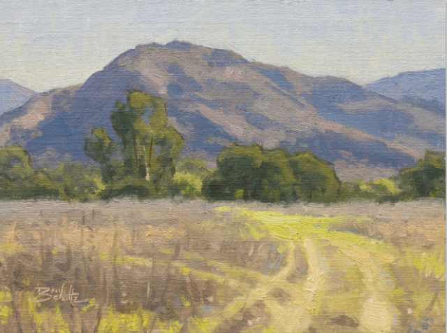 Plein Air Greening Meadow Mountain Grass Landscape Oil Painting by Dan Schultz
