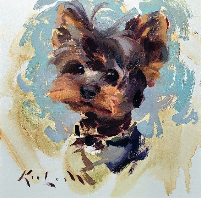 Side Lit Wild Dog African Pet Portrait Oil Painting by Kai Lun Qu
