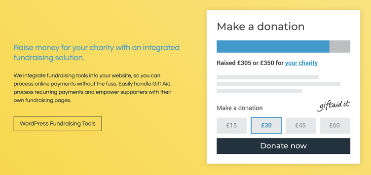 Website donation screen