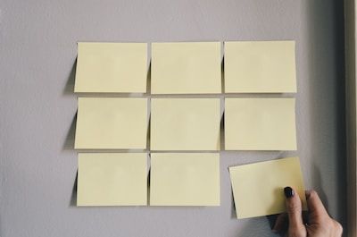 Sticky notes on a wall