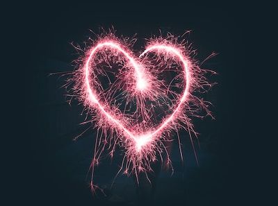 Heart shape drawn by sparkler