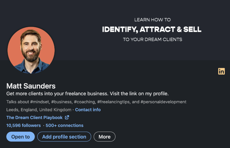 Matt Saunders LinkedIn profile header