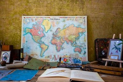 World map on a desk