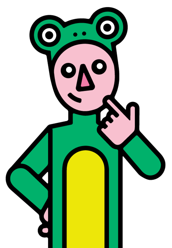 Eine Cartoon Figure aus Management 3.0 in einem Frosch-Kostüm