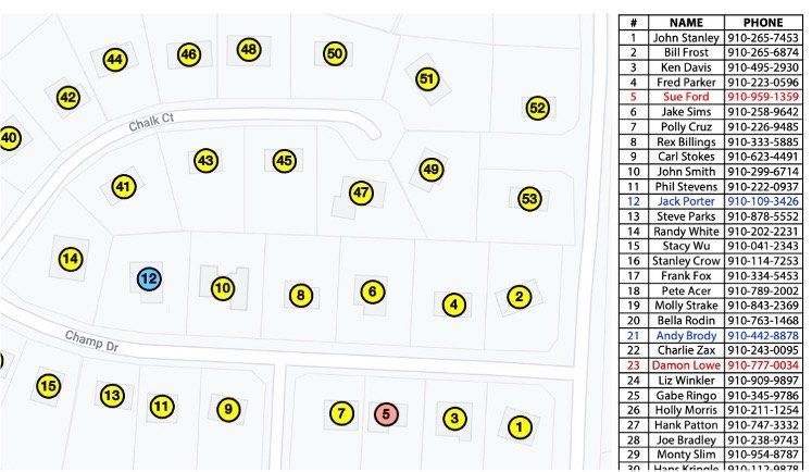 An example neighborhood response plan showing skilled and qualified neighbors who can respond to an emergency