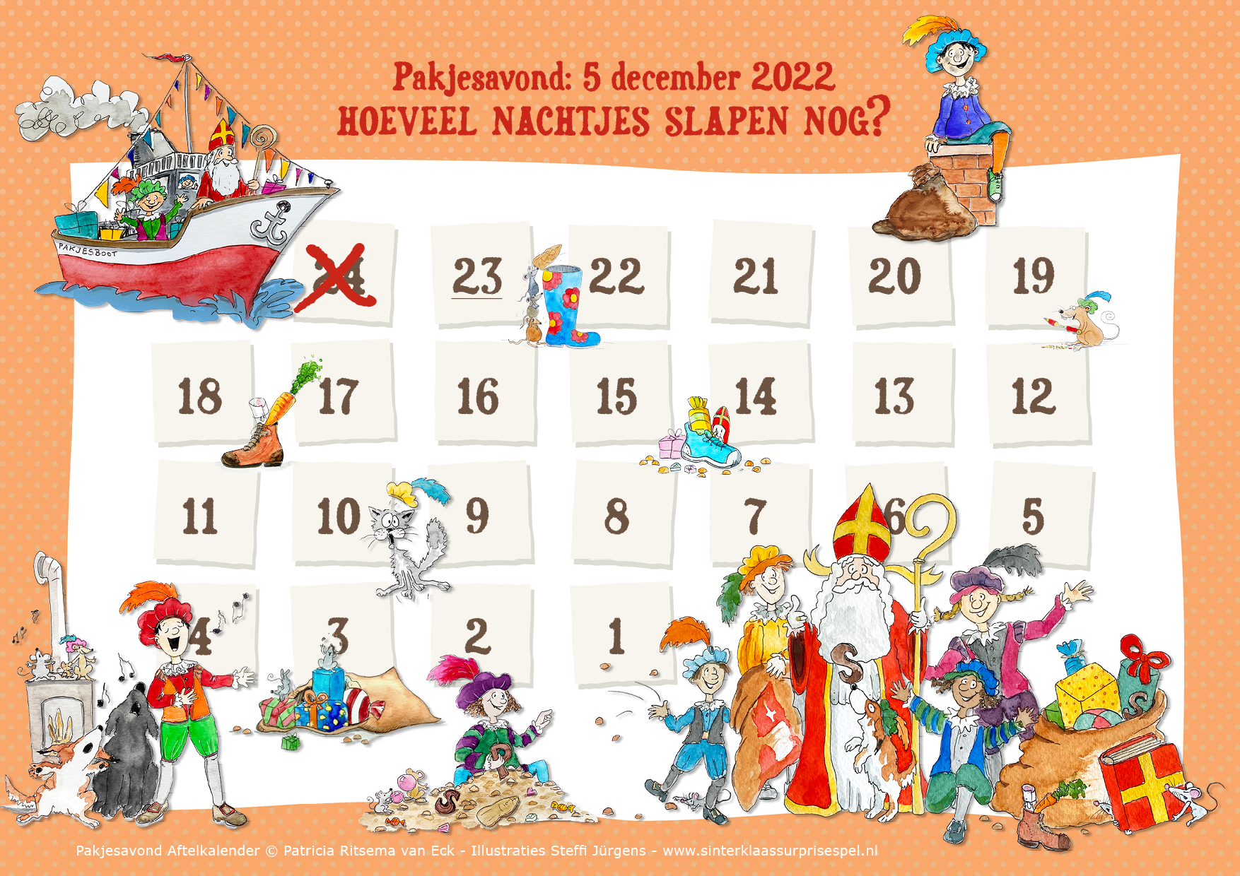 Sinterklaas Aftelkalender - aftellen naar pakjesavond (6 versies)