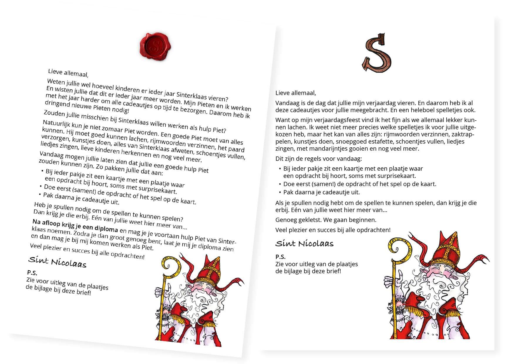 4x Brief van Sinterklaas - spelregels mèt en zonder diploma (oude versie met illustraties van Jacqueline van Leeuwenstein)
