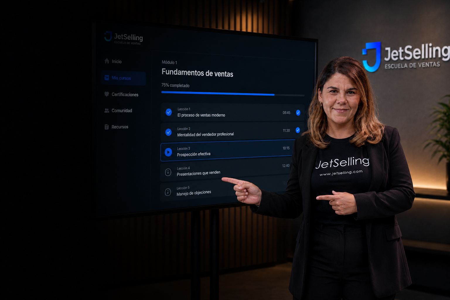 Campus online JetSelling con módulos del Programa Base