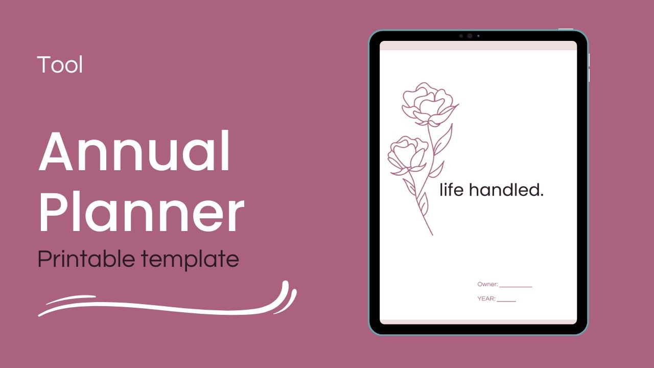 Annual planner printable template card