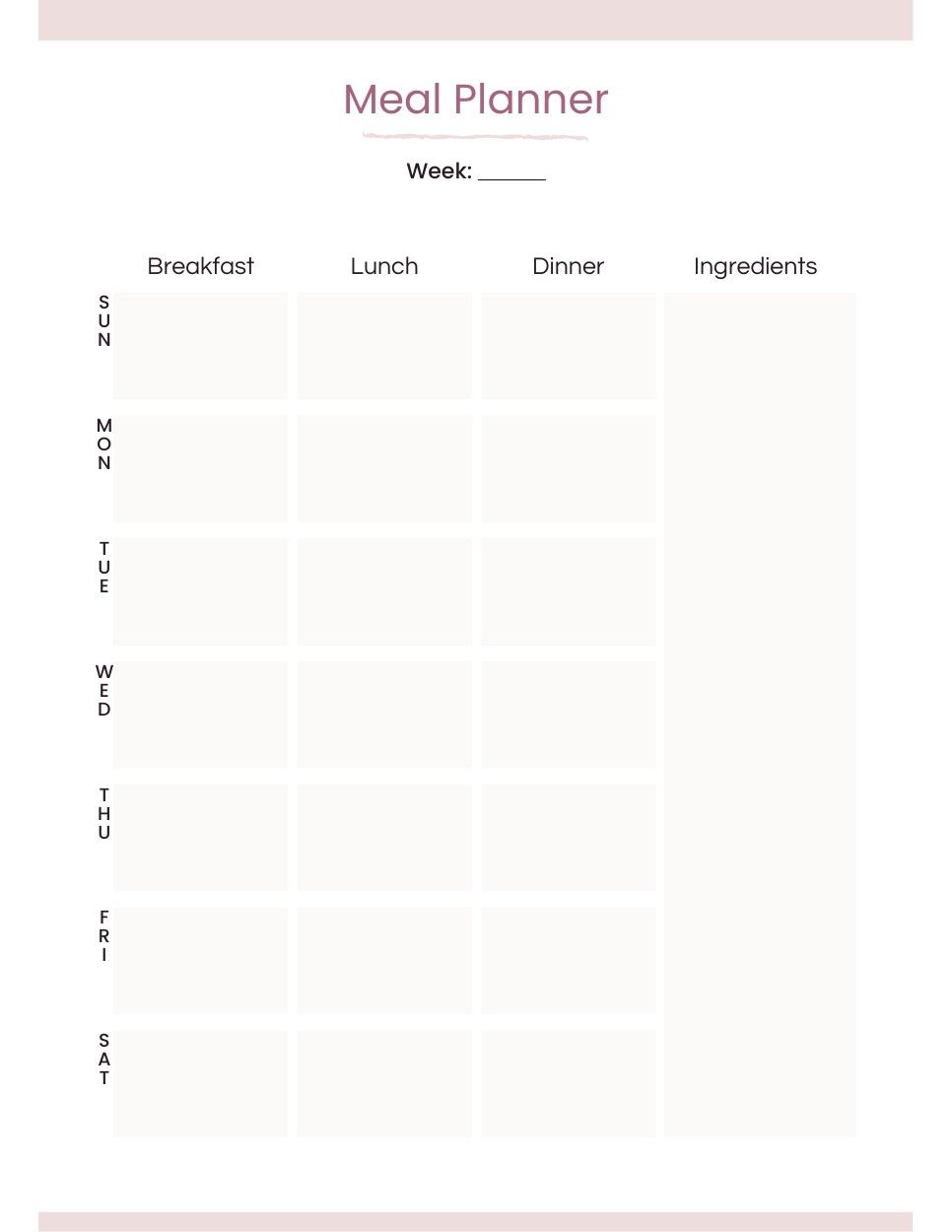 Annual Planner Template - US Letter - Pink Minimal