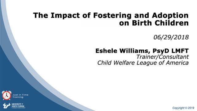 The Impact of Fostering and Adoption on Birth Children (1.5 Credit Hours)