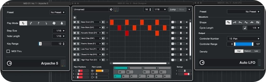 A person using digital audio workstation with various VST plugins