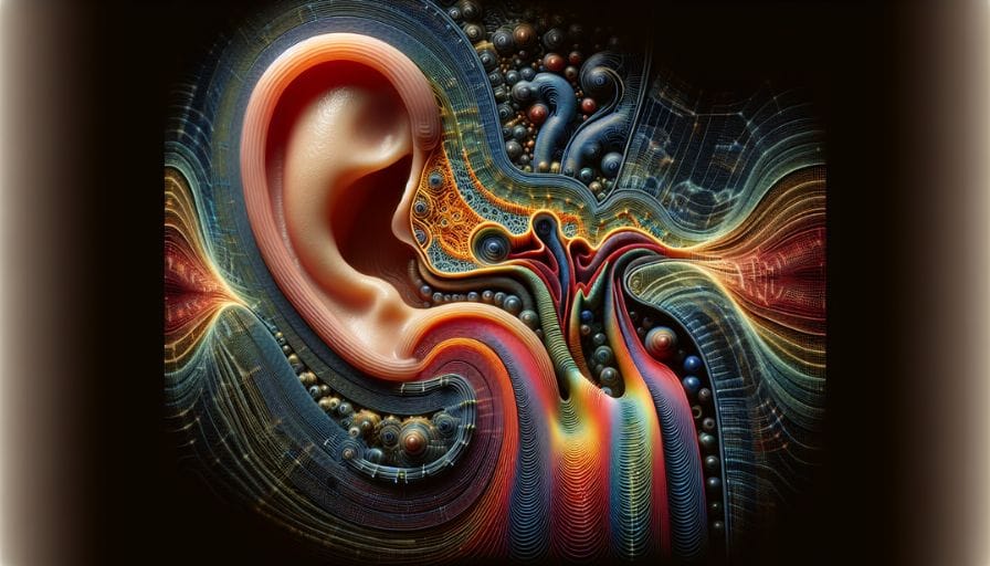 Illustration of human ear and sound perception