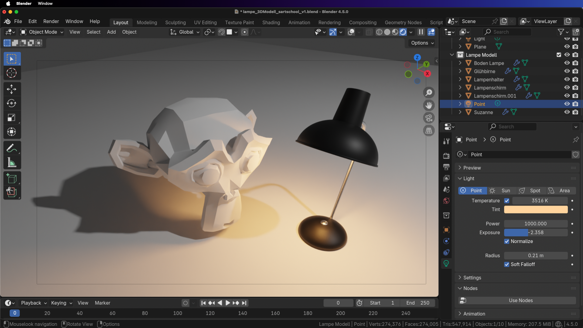 Blender 4.5 LTS neue Light Object Einstellungen