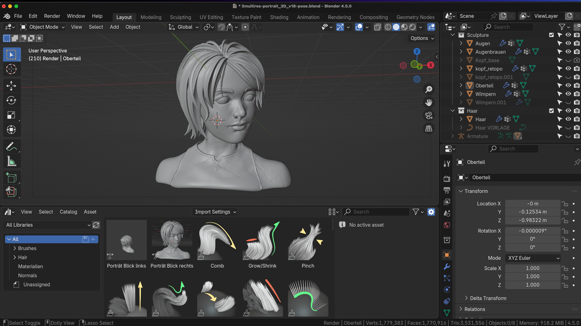 Blender 4.5 LTS Assets mit Screenshot Option für Thumbnails
