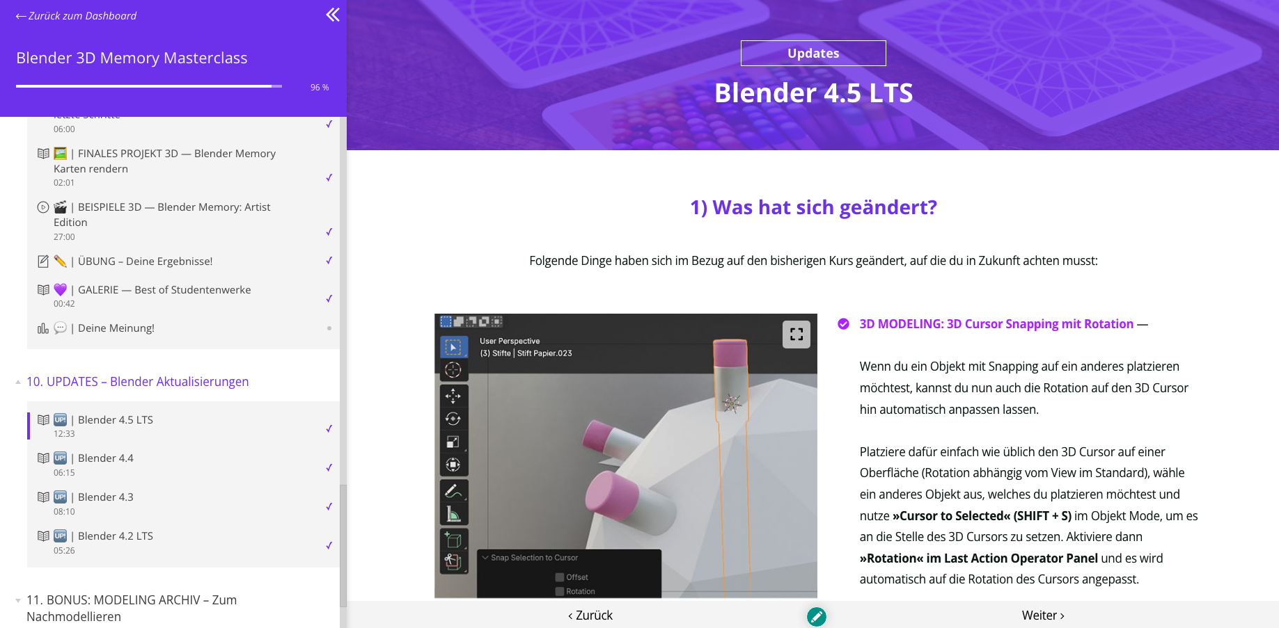 Blender 4.5 LTS Update Auszug