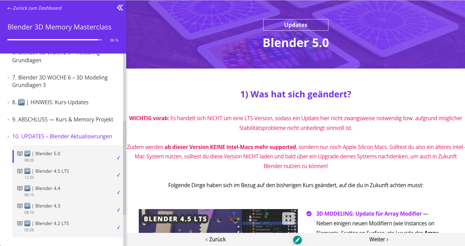 Blender 4.5 LTS Update Auszug