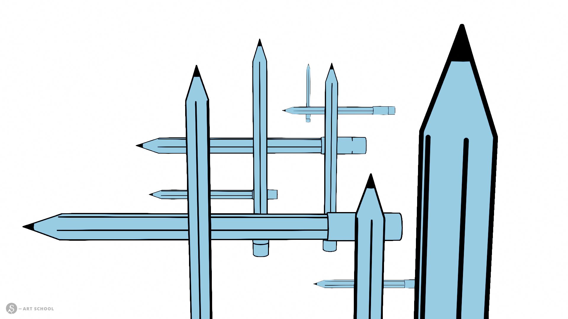 3D Grafik Bleistifte Verdeckung