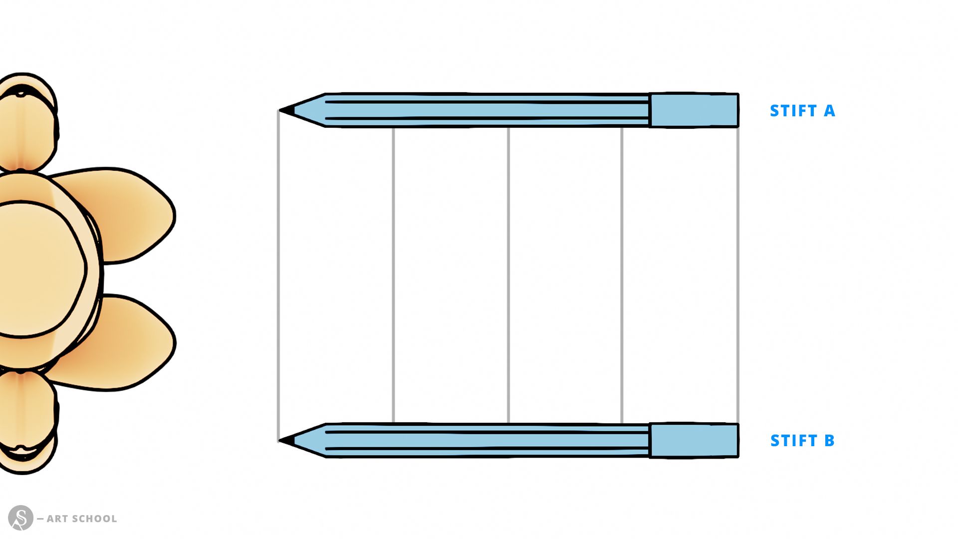 Beispiel Bleistifte | Bild 1: Orthogonale Draufsicht / Plan