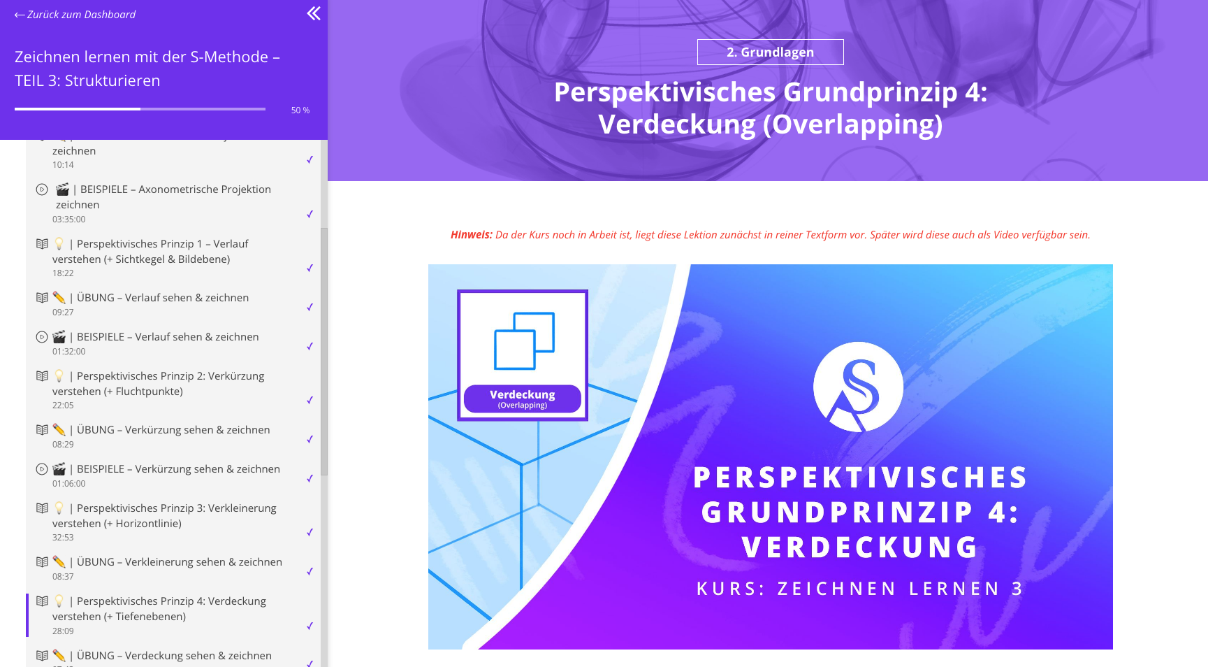 Screenshot Lektion | perspektivisches Grundprinzip Verkleinerung