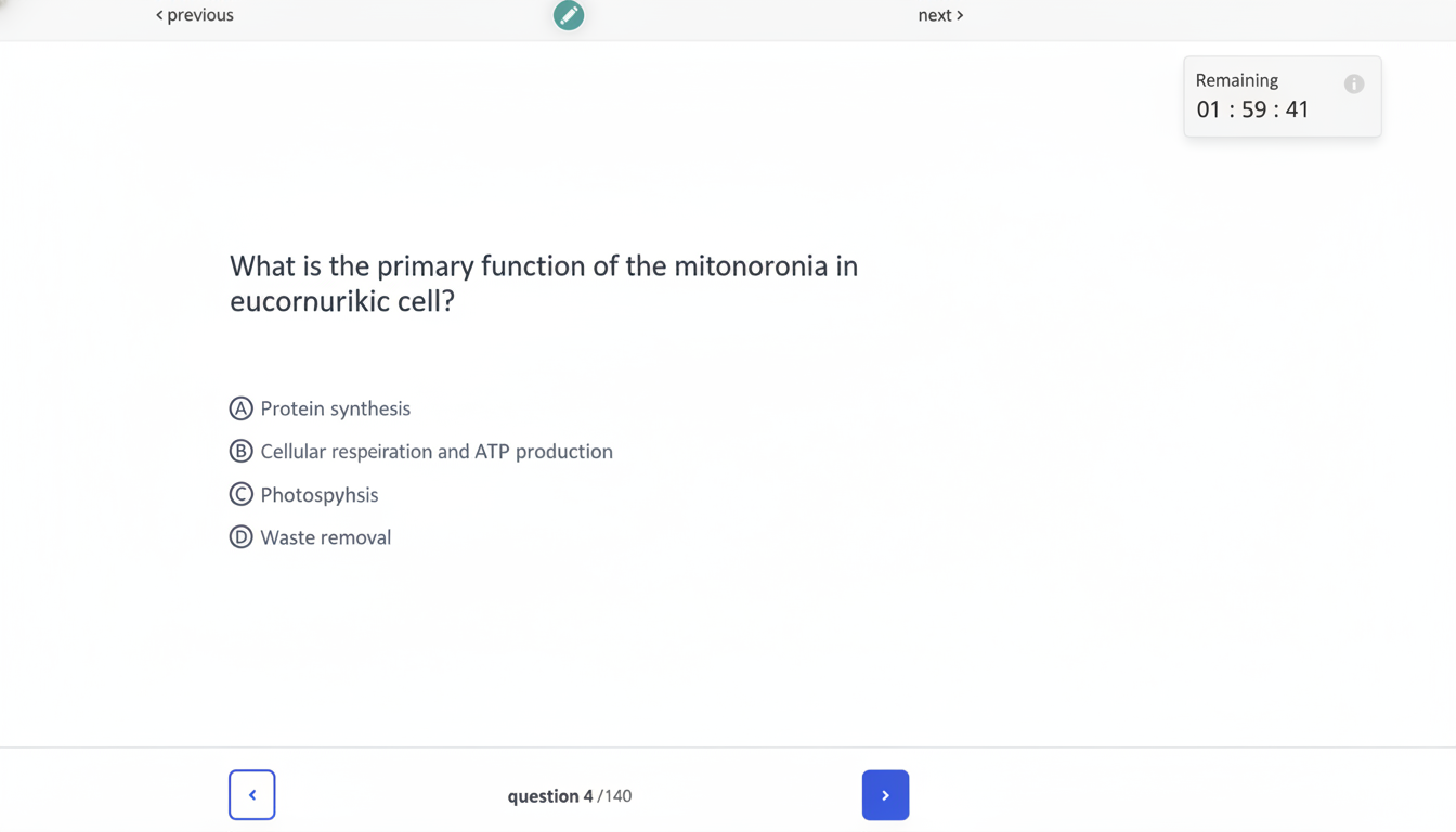 ETS Major Field Test in Biology practice exam question on a laptop screen