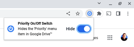 Priority On/Off Switch, toggled to 'Hide'.